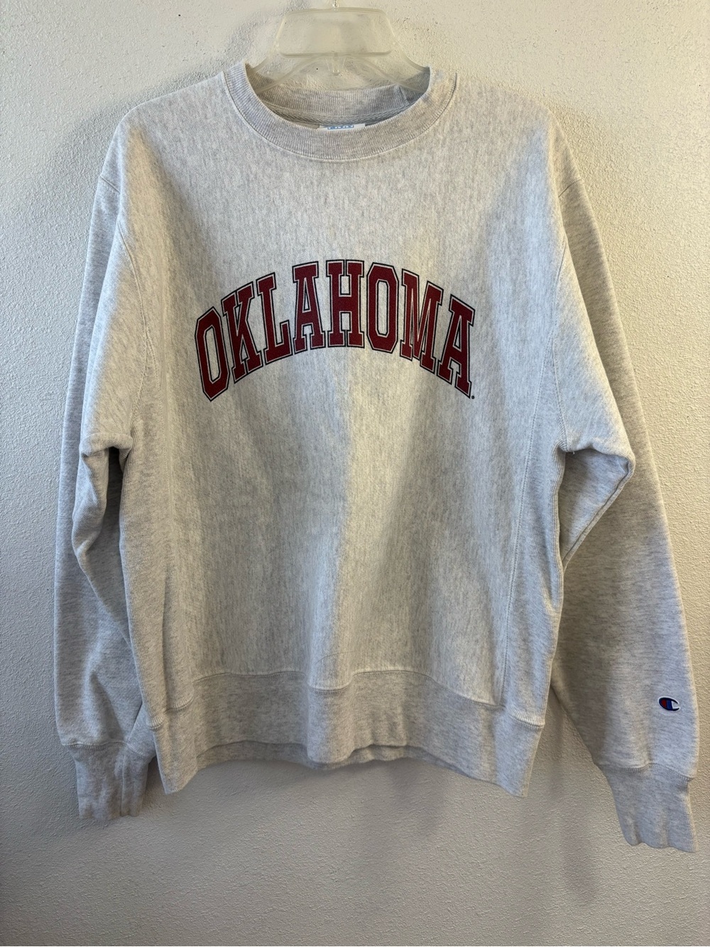 Champion Oklahoma Sooners Reverse Weave Crewneck Light Gray Sweatshirt Size M